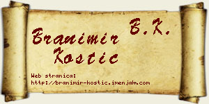 Branimir Kostić vizit kartica